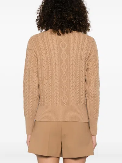 Max Mara Wool And Cashmere Crewneck Jumper In Brown