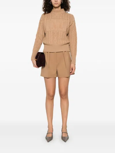 Max Mara Wool And Cashmere Crewneck Jumper In Brown
