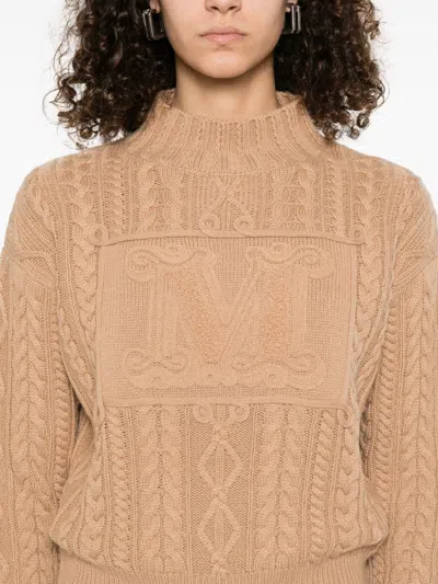 Max Mara Wool And Cashmere Crewneck Jumper In Brown