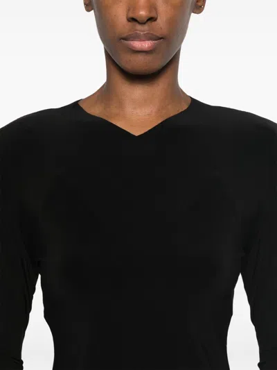 Norma Kamali V-necked Top With Fitted Silhouette And Shoulder Pads