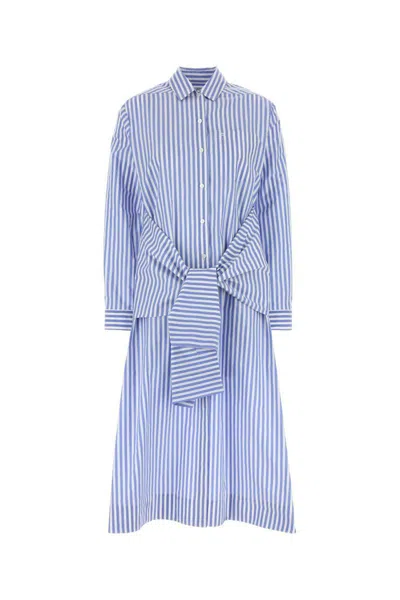 Philosophy Di Lorenzo Serafini Shirt-style Striped Cotton Blend Chemisier Dress In Stripped