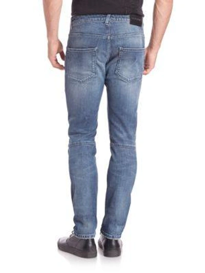 Shop Pierre Balmain Faded Five-pocket Slim-fit Jeans In Blue