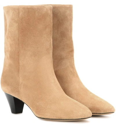 Shop Isabel Marant Dyna Suede Boots In Beige