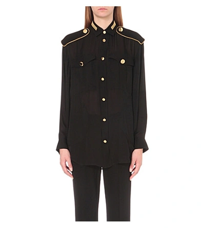 Shop Givenchy Military Silk-georgette Shirt In Blk