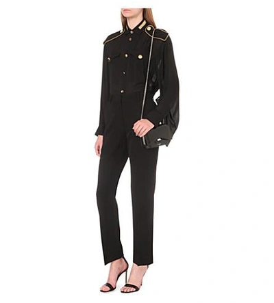 Shop Givenchy Military Silk-georgette Shirt In Blk