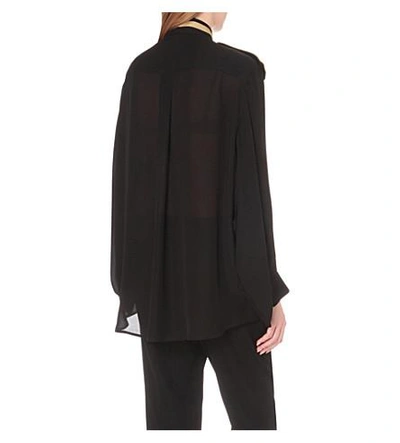 Shop Givenchy Military Silk-georgette Shirt In Blk