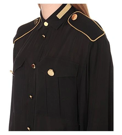 Shop Givenchy Military Silk-georgette Shirt In Blk