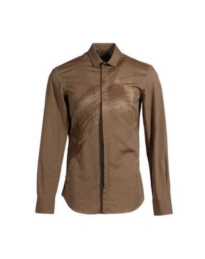 Emporio Armani Solid Color Shirt In Brown