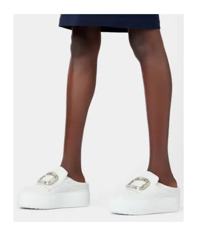 Roger Vivier Embellished Platform Sandals In White