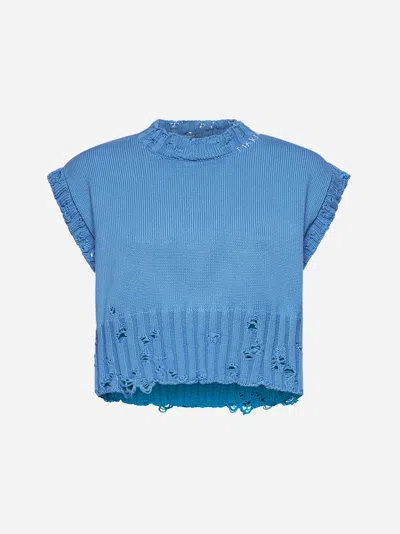 Marni Distressed Boxy Cropped Sweater