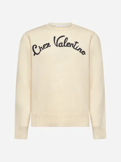 Valentino Beige Embroidered Wool Sweater