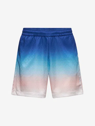 Casablanca Gradient Monogram Shorts With Elasticized Waistband In Blue