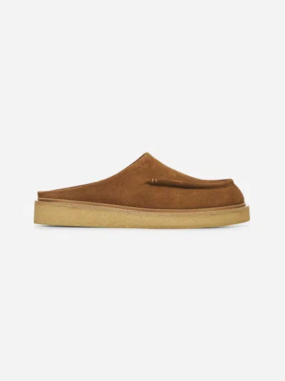 Marni Brown Suede Sabot Slip-on Loafers