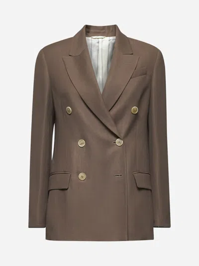 Brunello Cucinelli Brown Twill Shiny Cuffs Jacket