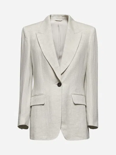 Brunello Cucinelli Ivory Sparkling Canvas Jacket