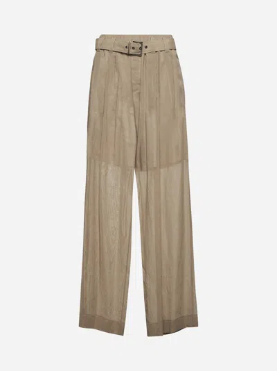 Brunello Cucinelli Brown Organza Wide Trousers