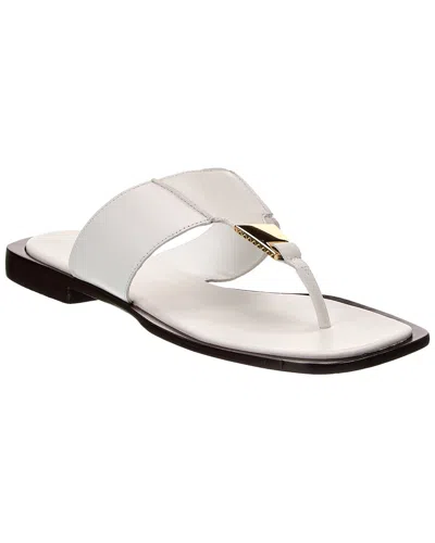 Schutz Salma Leather Flat Sandal In White