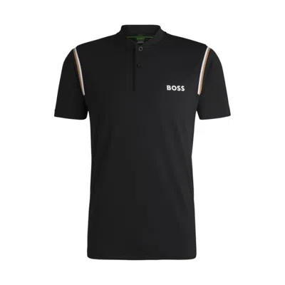 Hugo Boss Boss X Matteo Berrettini Active Polo Shirt With Moisture Control In Black
