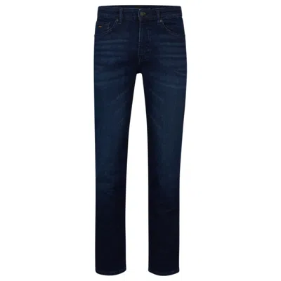 Hugo Boss Maine Regular-fit Jeans In Dark-blue Comfort-stretch Denim In Blue