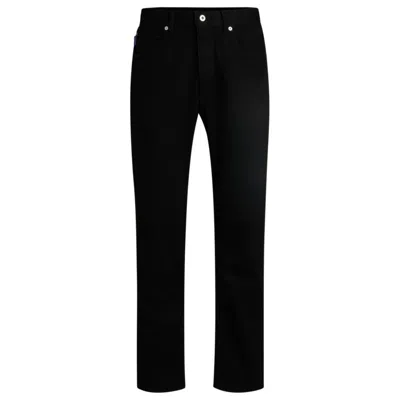 Hugo Boss Regular-fit Jeans In Black Super-soft Italian Denim In Black