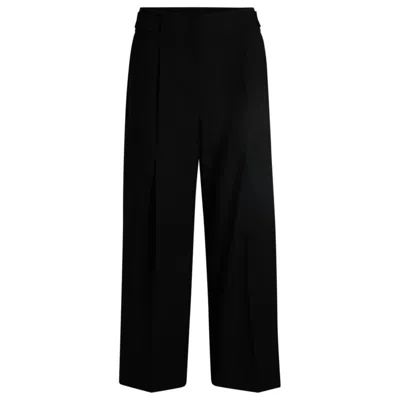 Hugo Boss Regular-fit High-waisted Trousers In Wool In Black