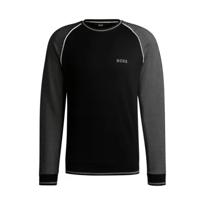 Hugo Boss Contrast-panel Crew-neck Sweatshirt In Black