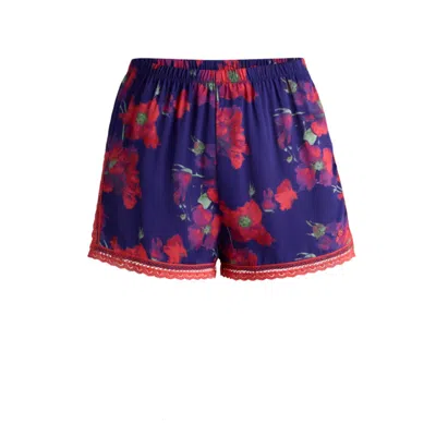 Hugo Boss Lace-trim Pajama Shorts In Satin In Multi