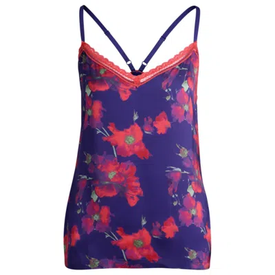 Hugo Boss Lace-trim Pajama Vest In Satin In Multi