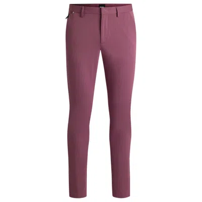 Hugo Boss Slim-fit Trousers In Stretch Cotton In Purple