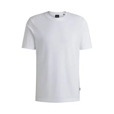 Hugo Boss Cotton-jersey T-shirt With Signature-stripe Collar In White