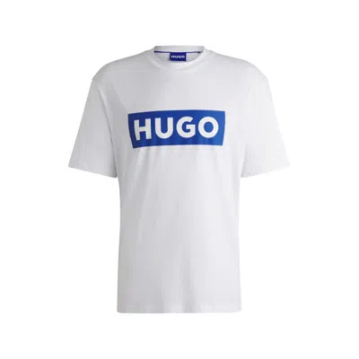 Hugo Boss Cotton-jersey T-shirt With Blue Logo In White