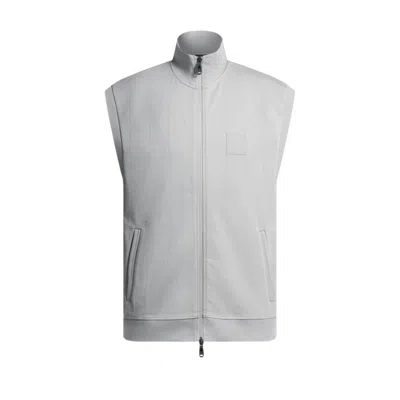 Hugo Boss Sleeveless Zip-up Sweatshirt In Cotton In Grey