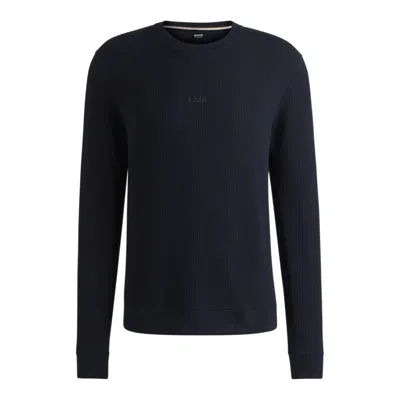 HUGO BOSS LOGO-EMBROIDERED SWEATSHIRT IN A WAFFLE KNIT 