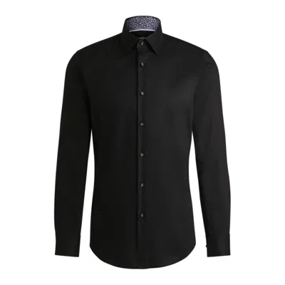 Hugo Boss Slim-fit Shirt In Easy-iron Cotton Poplin In Black