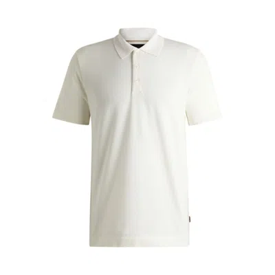 Hugo Boss Regular-fit Polo Shirt In Structured Cotton In White