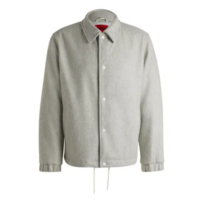 Hugo Boss Regular-fit Padded Coach Jacket In A Wool Blend In White