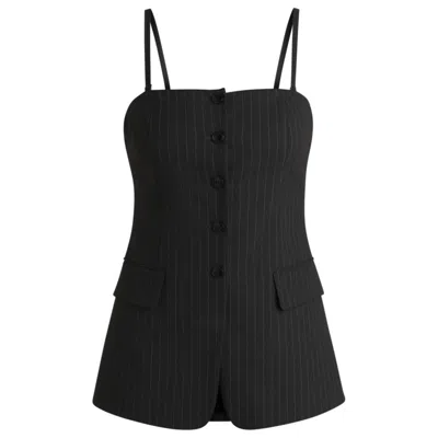Hugo Boss Regular-fit Tailored Vest In Pinstripe Stretch Fabric In Multi