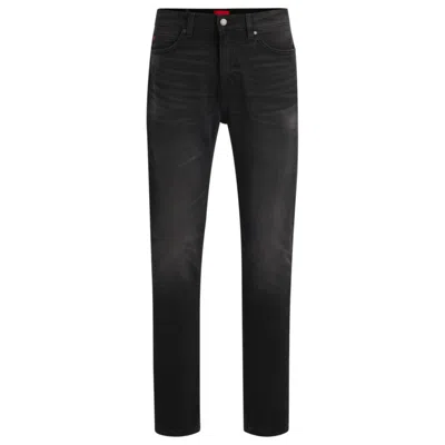 Hugo Boss Slim-fit Jeans In Medium-grey Stretch Denim In Black