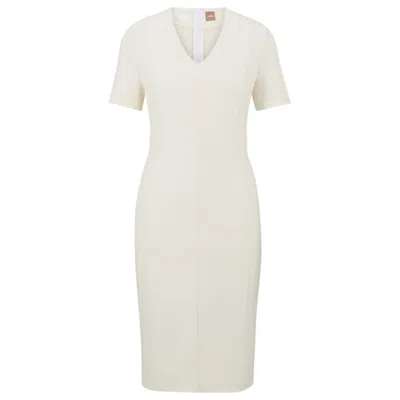 Hugo Boss Slim-fit Business Dress In Stretch Fabric In White