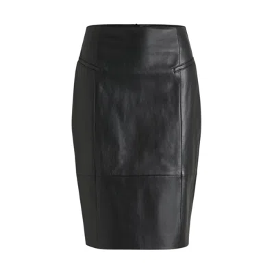 Hugo Boss Pencil Skirt In Lustrous Leather In Black
