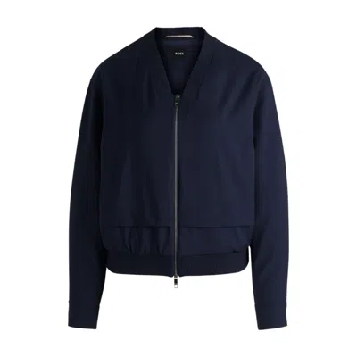 Hugo Boss Oversize-fit Jacket With Layered Effect In Blue