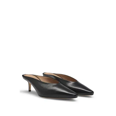 Hugo Boss Backless Mules In Nappa Leather In Black
