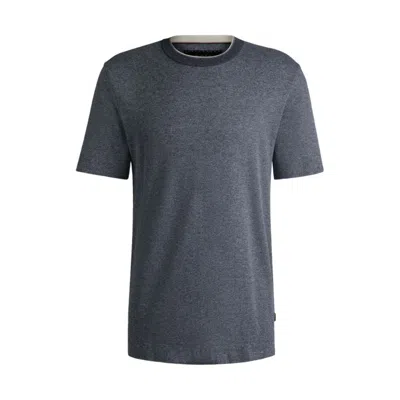 Hugo Boss Regular-fit T-shirt In Cotton And Silk In Blue