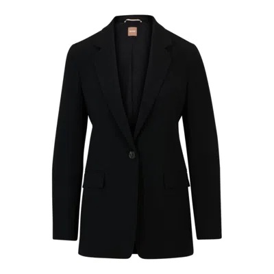 Hugo Boss Regular-fit Jacket In Crease-resistant Crepe In Black