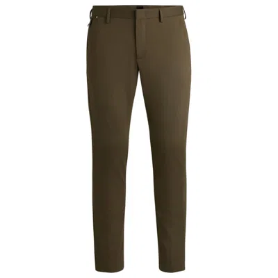 Hugo Boss Slim-fit Trousers In Stretch Cotton In Green