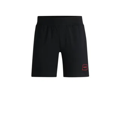 Hugo Boss Stretch-cotton Shorts With Frame Logo In Black