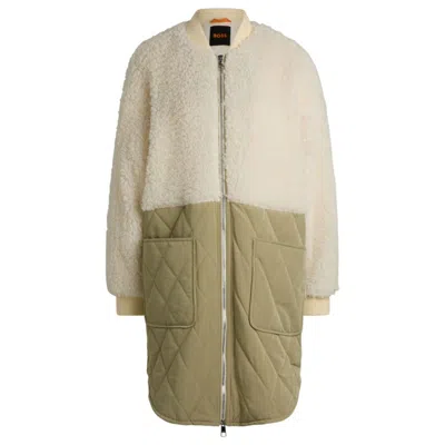 Hugo Boss Mixed-material Liner Jacket With Two-way Zip In White