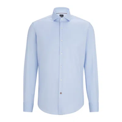 Hugo Boss Regular-fit Shirt In Stretch-cotton Twill In Blue