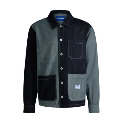 Hugo Boss Relaxed-fit Overshirt In Mixed Denims In Blue