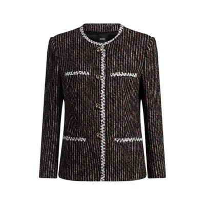Hugo Boss Slim-fit Blazer In Multicoloured Bouclé In Multi